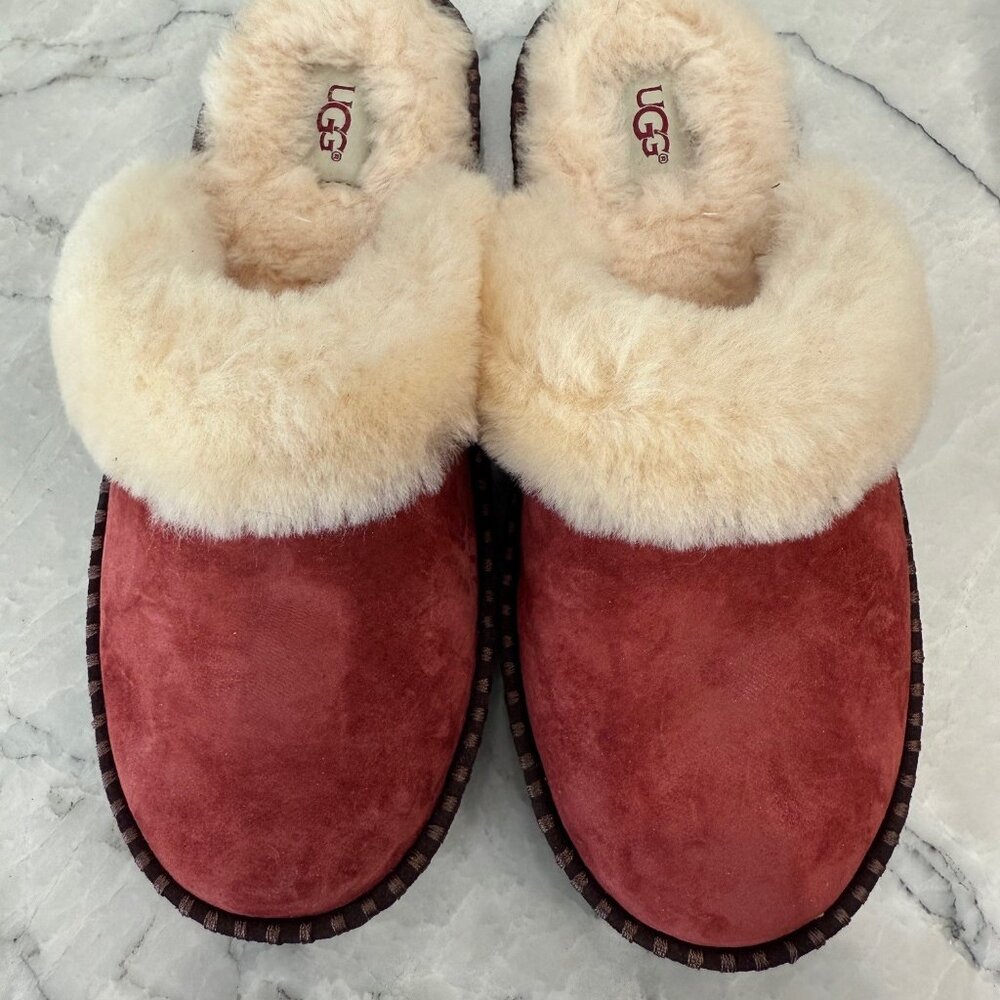 Ugg Slippers! New with Box! Burnt Red Suede. Size 7